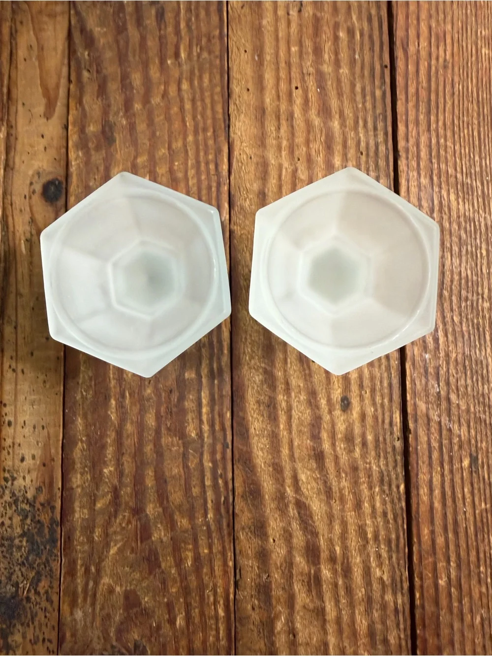 Small Frosted Glass Candlestick Pair